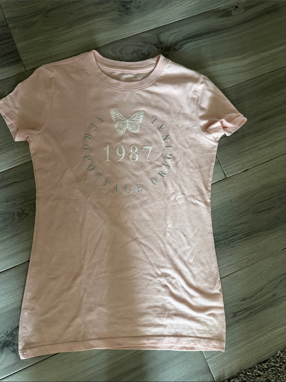 Aeropostale Light Pink 1987 Butterfly Graphic Tee